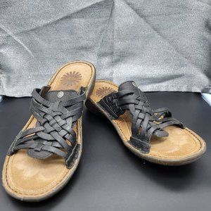 UGG AUSTRALIA WOMEN'S KEALA SANDALS SIZE: 6 BLACK LEATHER **